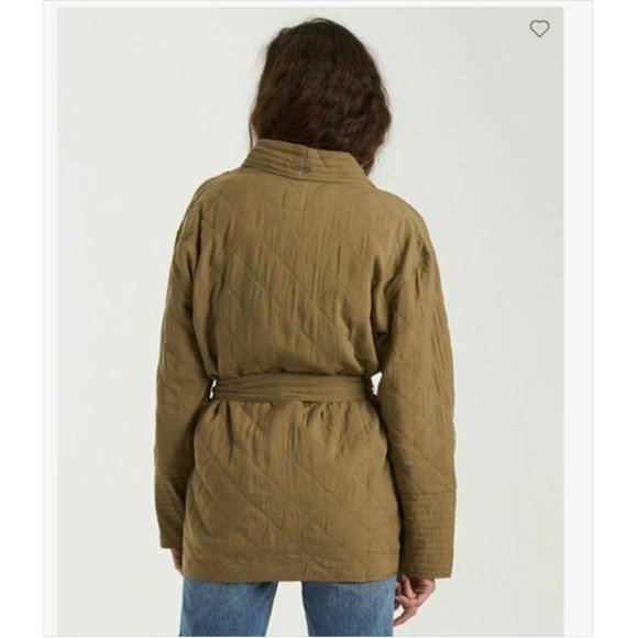BILLA BONG NEW Quilted Open Front Piece Out Jacket in Sage Small - Picture 4 of 4
